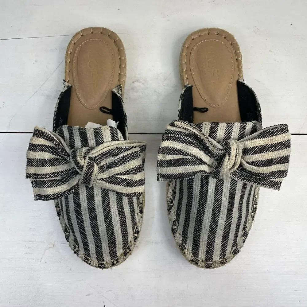 LOFT | stripped espadrilles slip-on with front bow detail 7M